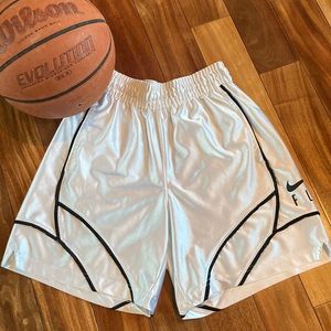 Nike Womens XS DRI-FIT Fly white basketball shorts with black trim